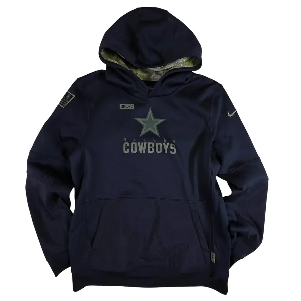 Nike NFL Cowboys Hoodie Youth XL Adult S M Dri Fit Salute Service Black On Field