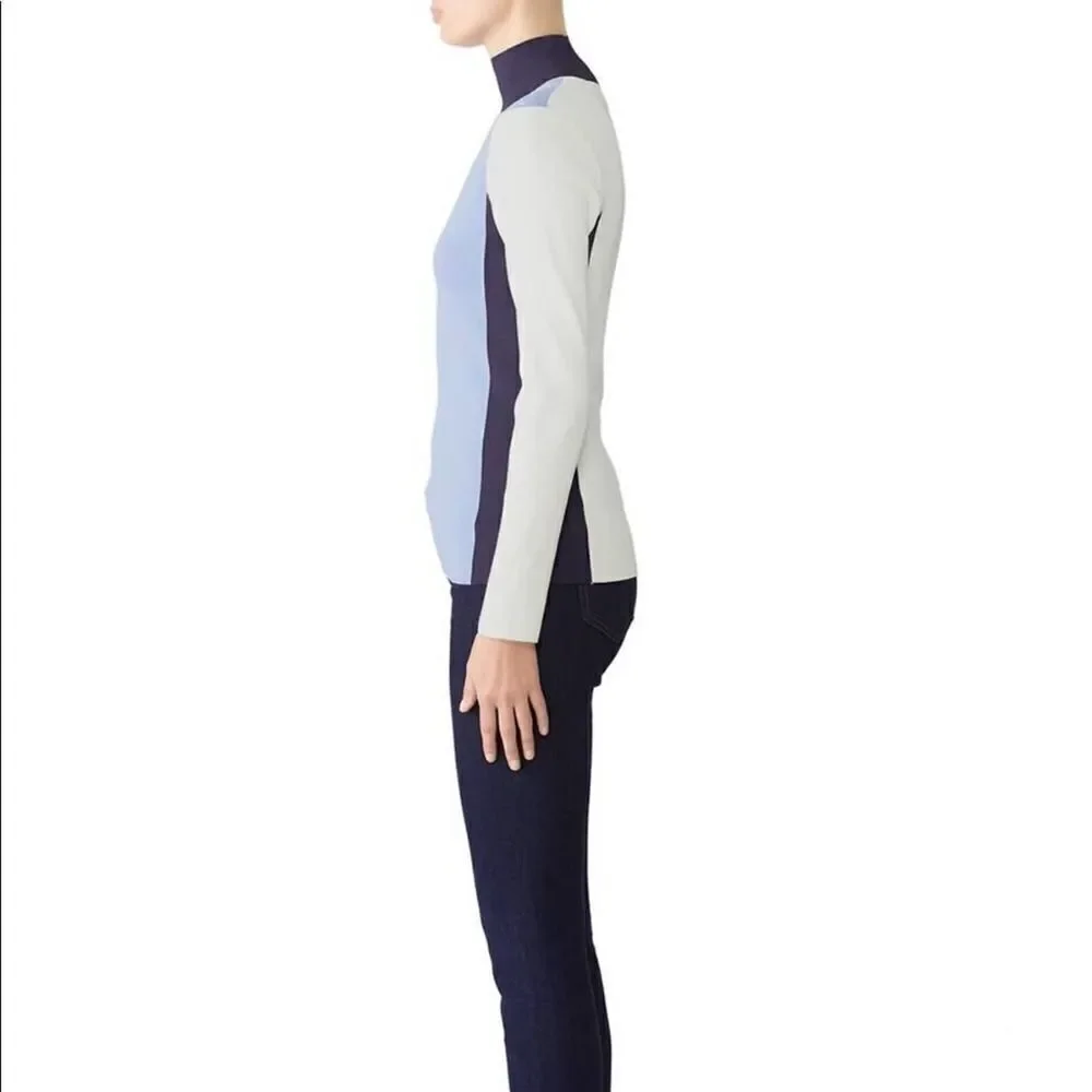 TORY BURCH EUC Sport Turtleneck Vertical Colorblock Sweater SMALL