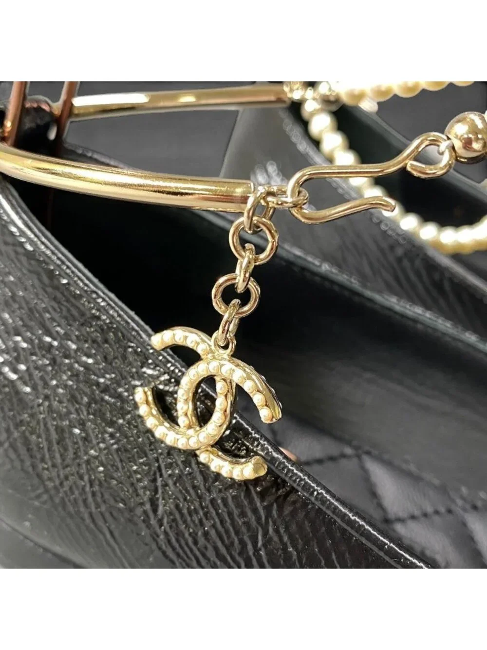 Chanel Ballerina Pearl Anklet CC Logo Flat Pumps 36 Black