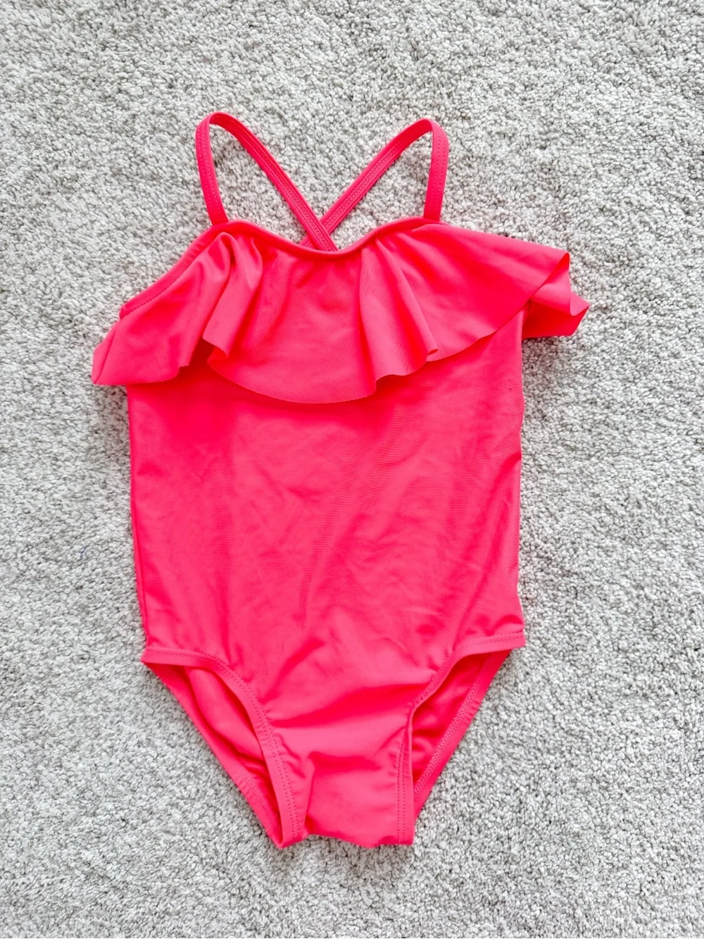 Old Navy Neon Pink Ruffle One-Piece Swimsuit
