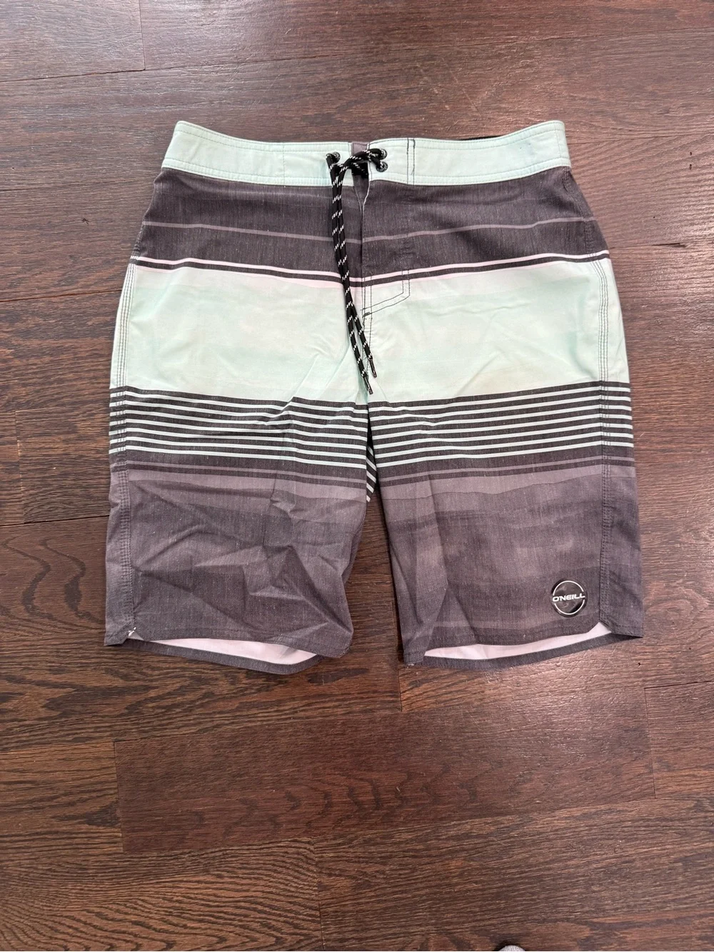 O'Neill Men's Mint and Charcoal Striped Boardshorts