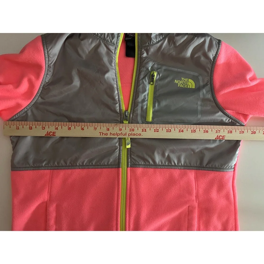 The North Face Girls Fleece Full Zip Jacket Youth Sz XL 18‎ Pink Gray Outerwear
