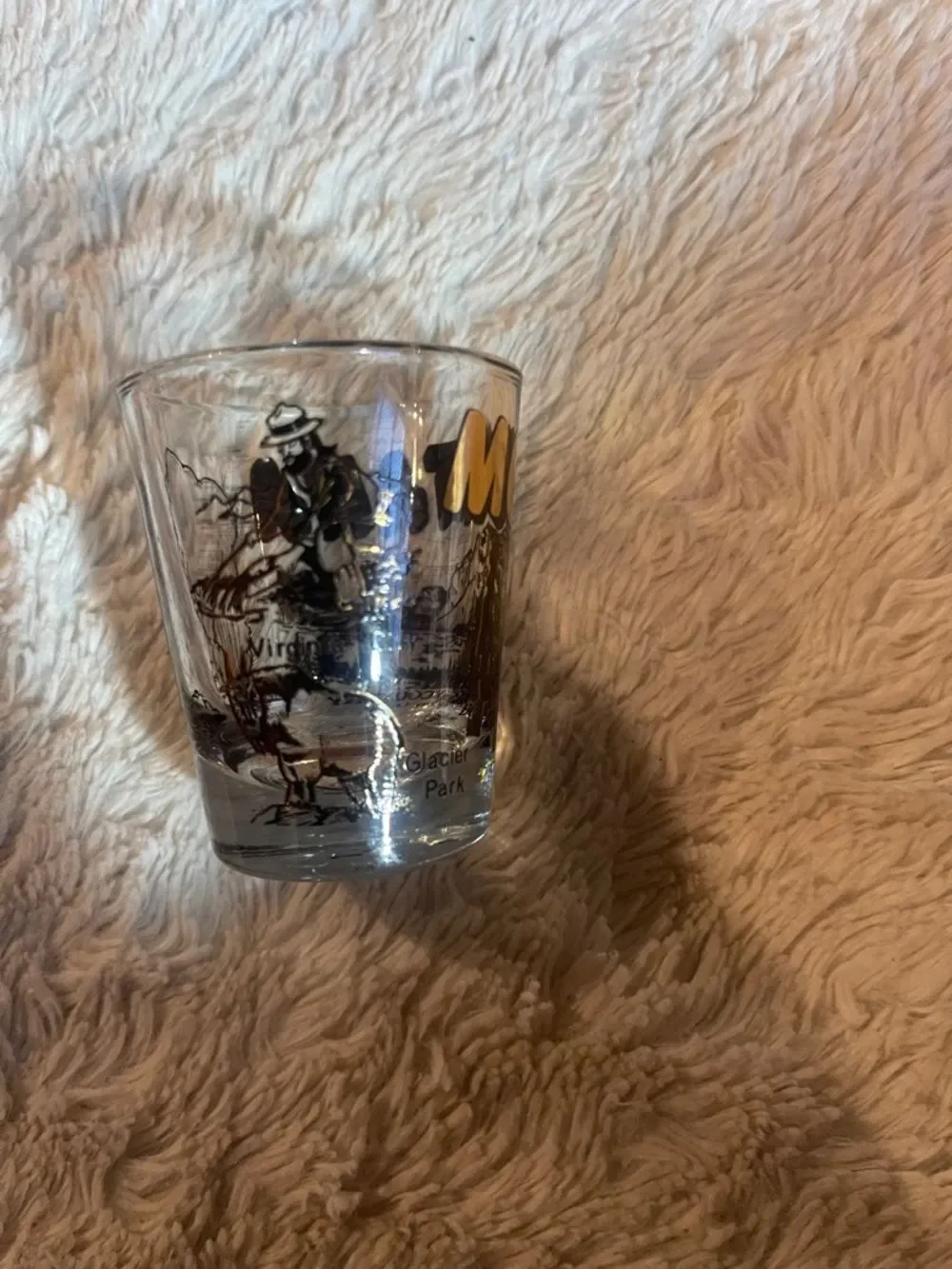 Montana Big Sky Country Souvenir Shot Glass - Yellow & Black Print