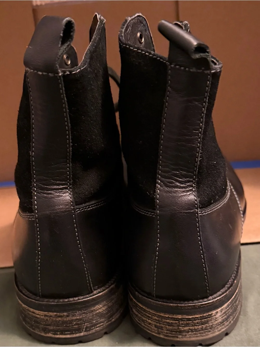 Gordon Rush Black Leather and Suede Lace-Up Boots