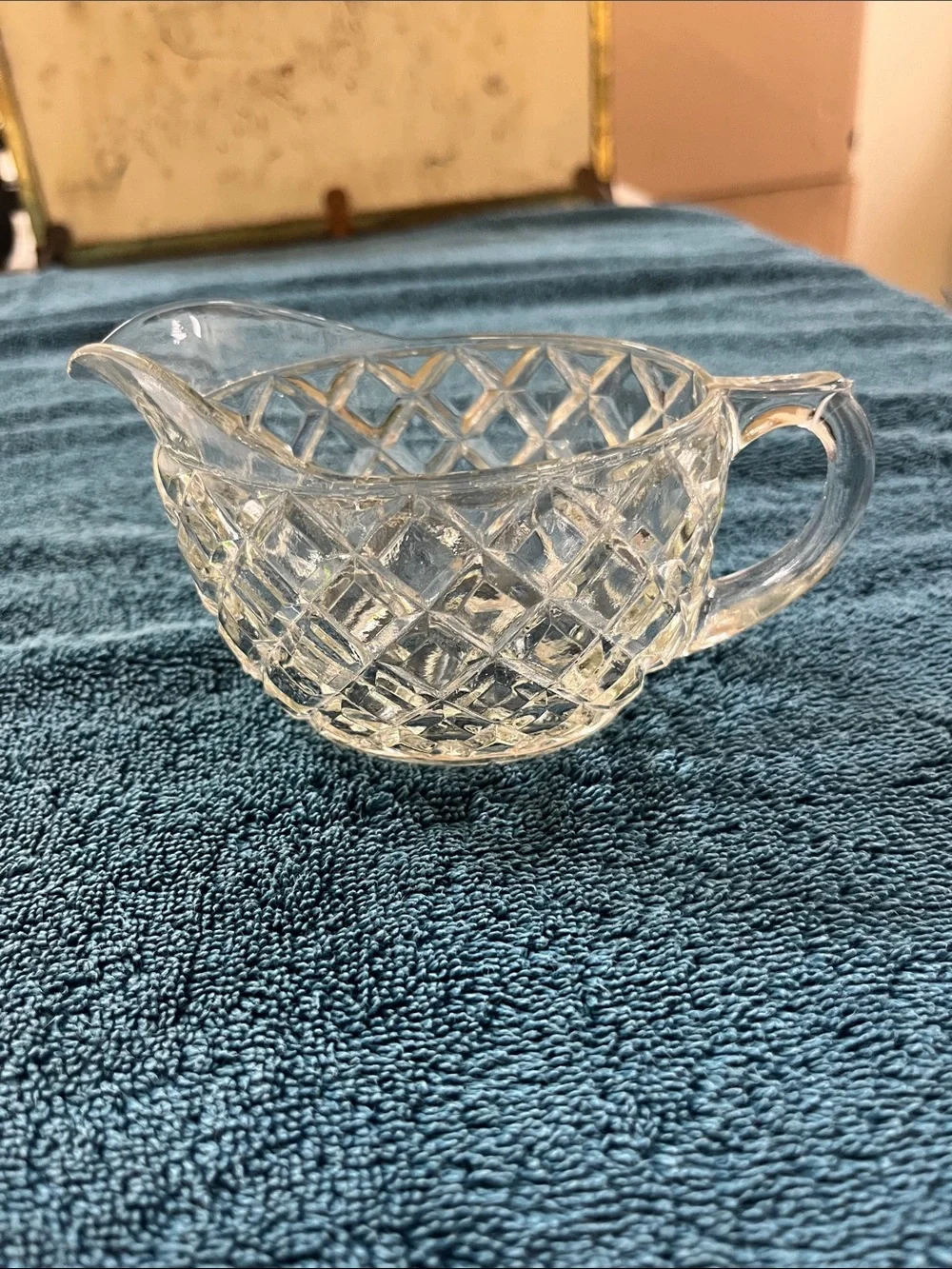 Waterford clear “waffle“ glass creamer