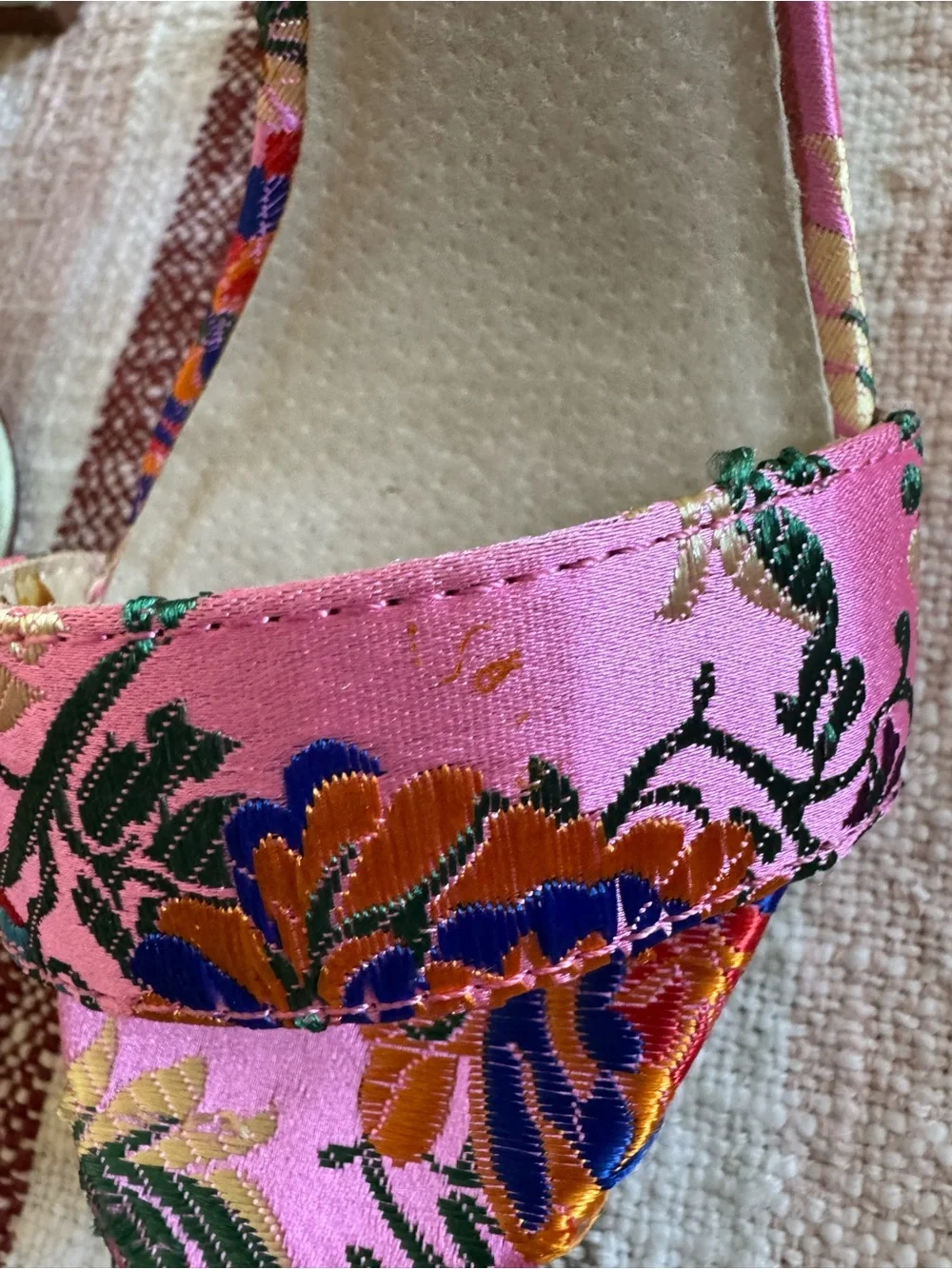 Women's Pink Floral Block Heel Sandals