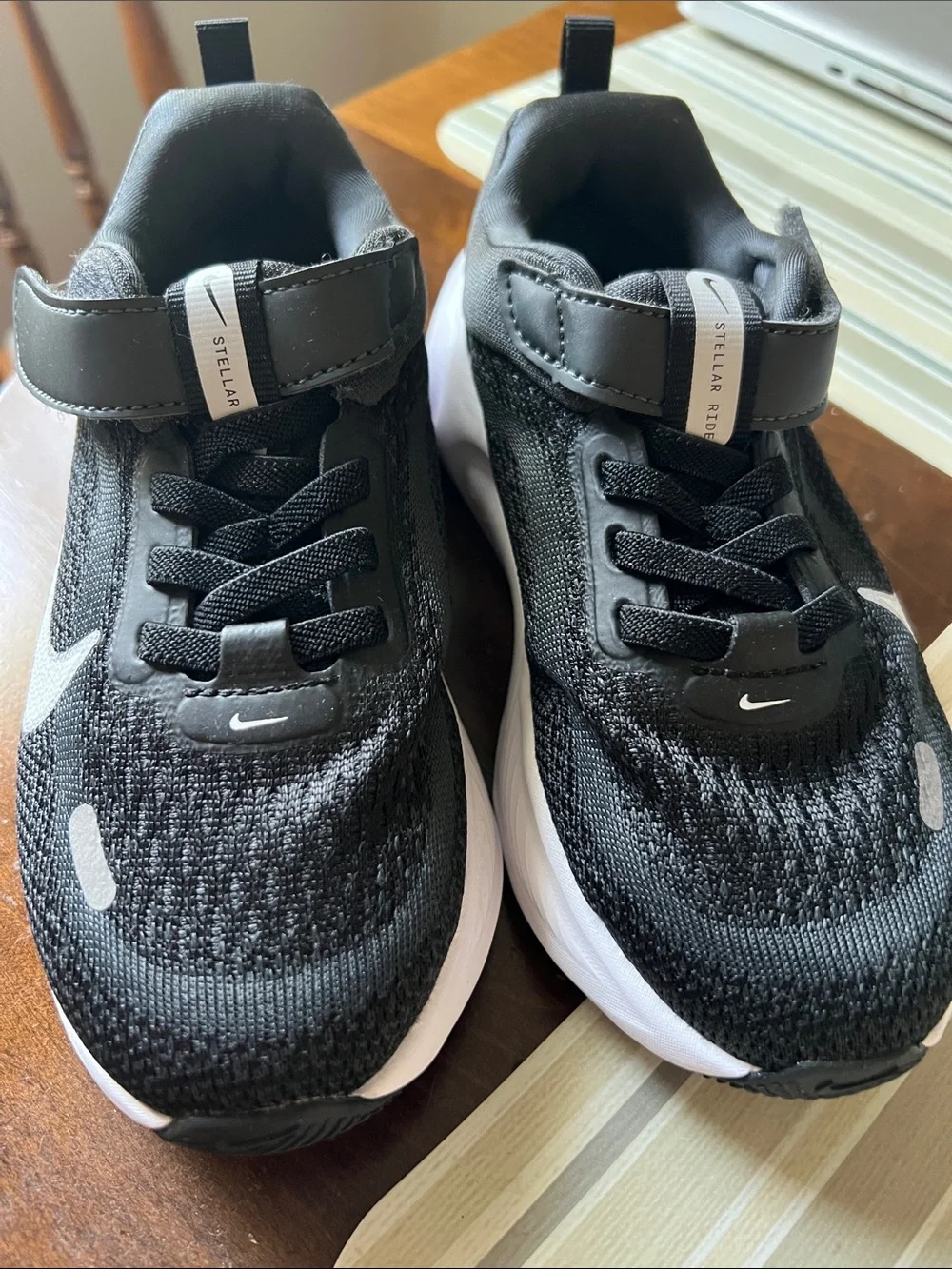 Nike Kids Black and White Velcro Athletic Sneakers