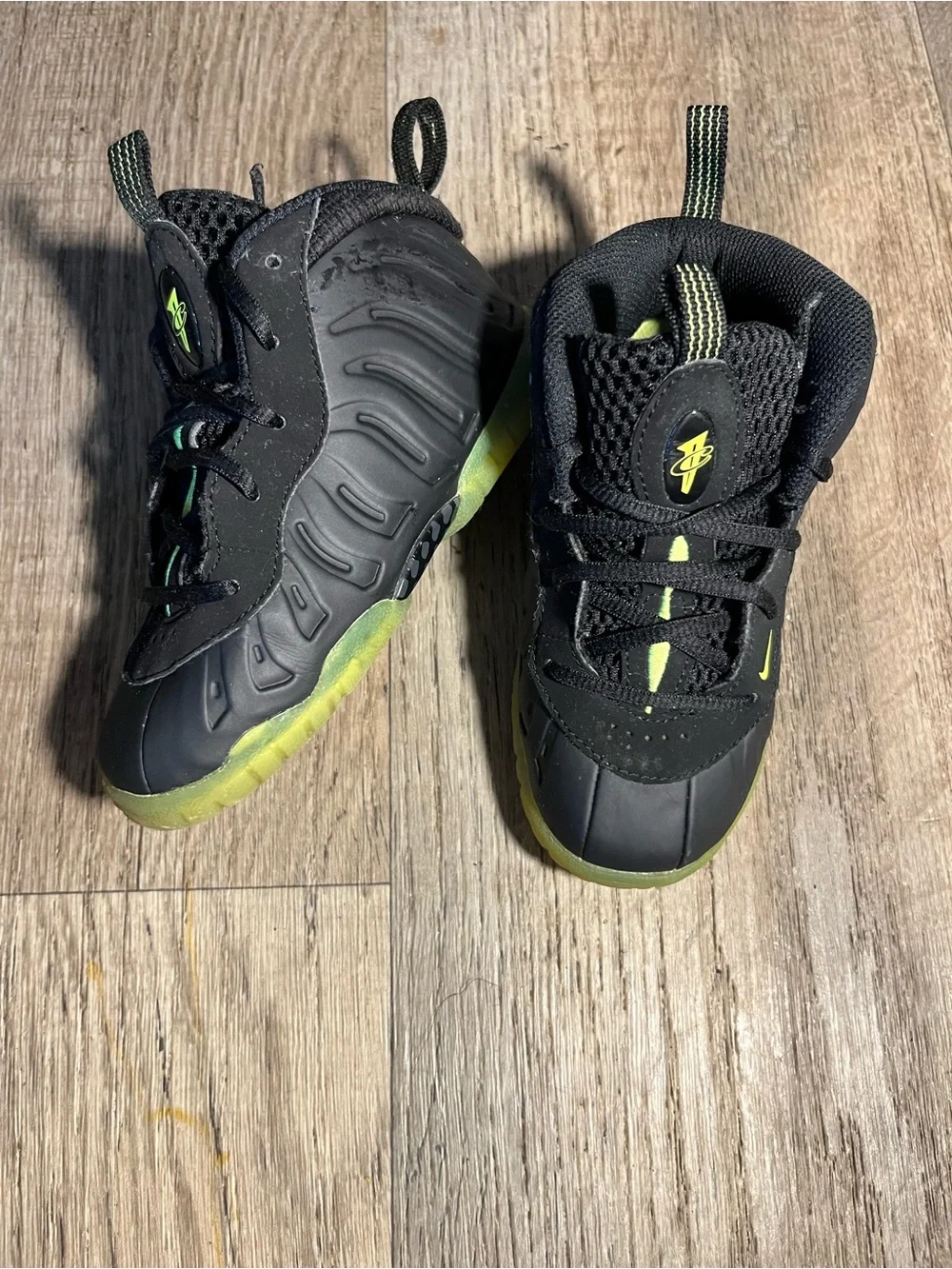 Nike Kids Black with Volt Accent Foam-Style Sneakers