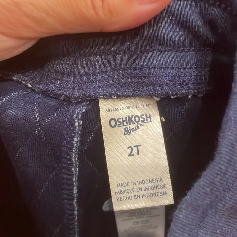 NWT TODDLER 2T OSHKOSH NAVY BLUE JOGGER PANTS QUILTED STYLE​​​​​​​