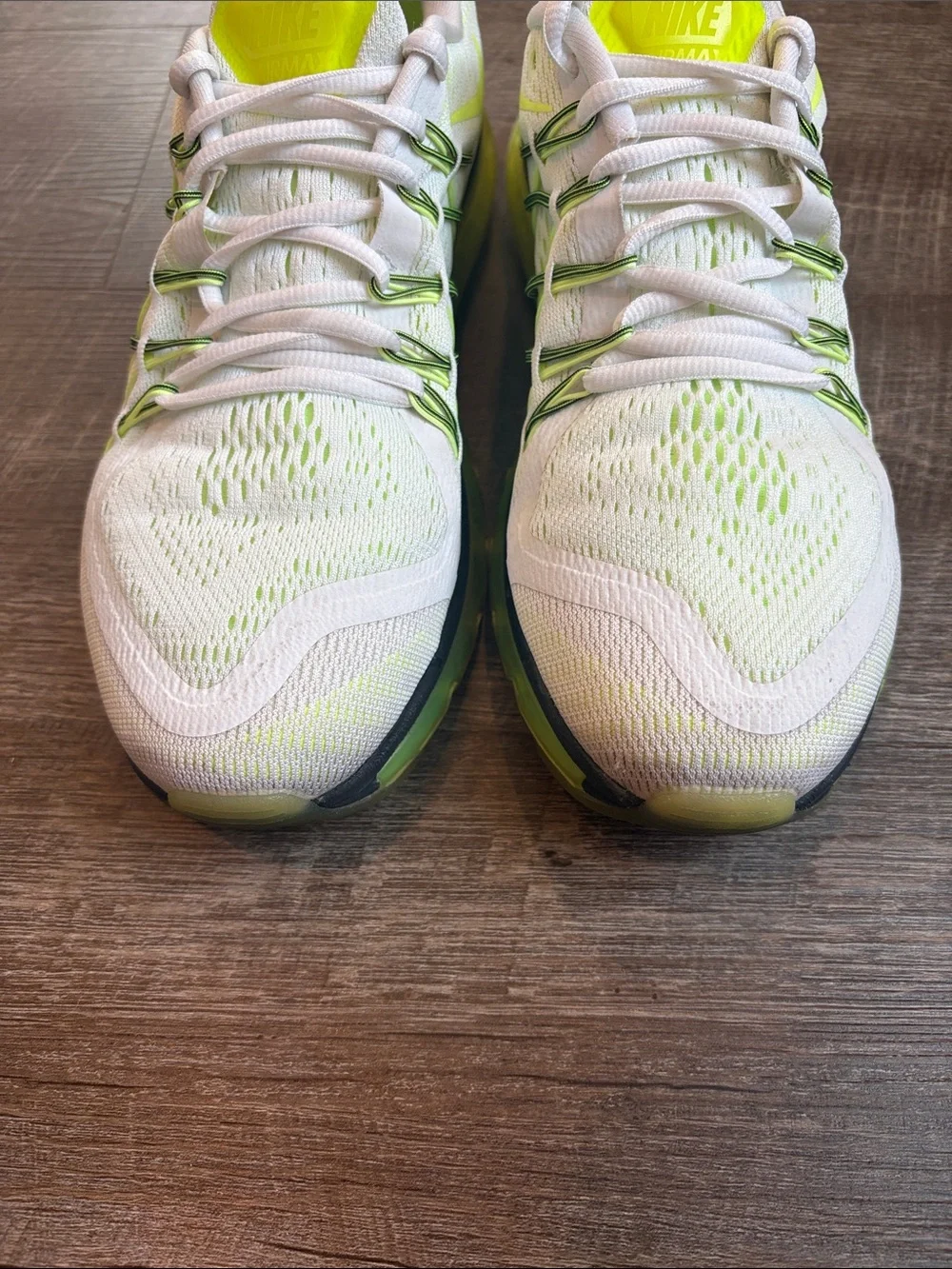 Nike Air Max Running Shoes Men’s 11 White Volt Sneakers 698902-107