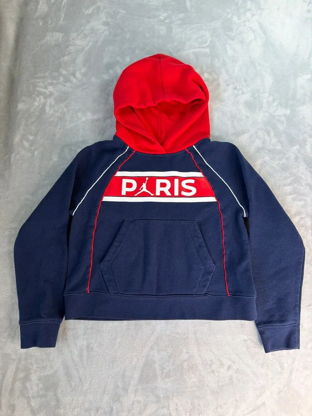 Jordan PSG Paris Saint-Germain Youth Large Hoodie Sweatshirt 12-13 Yrs Navy Red