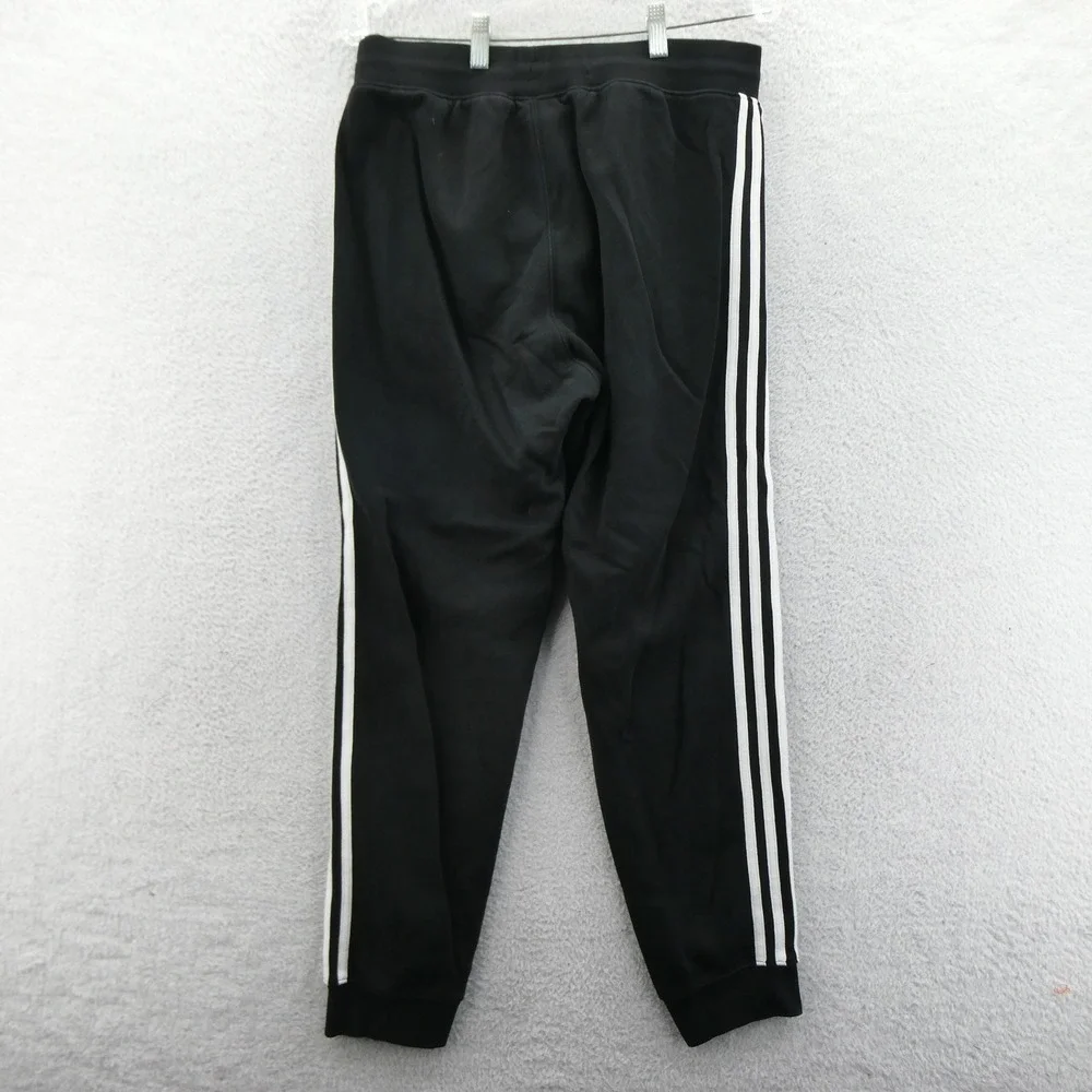 Adidas Joggers Mens Large Black Originals Trefoil‎ 3-Stripe Fleece Cotton Blend