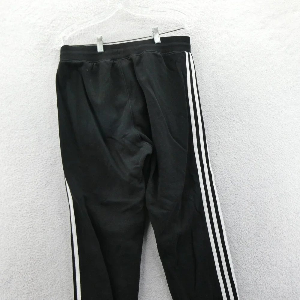 Adidas Joggers Mens Large Black Originals Trefoil‎ 3-Stripe Fleece Cotton Blend