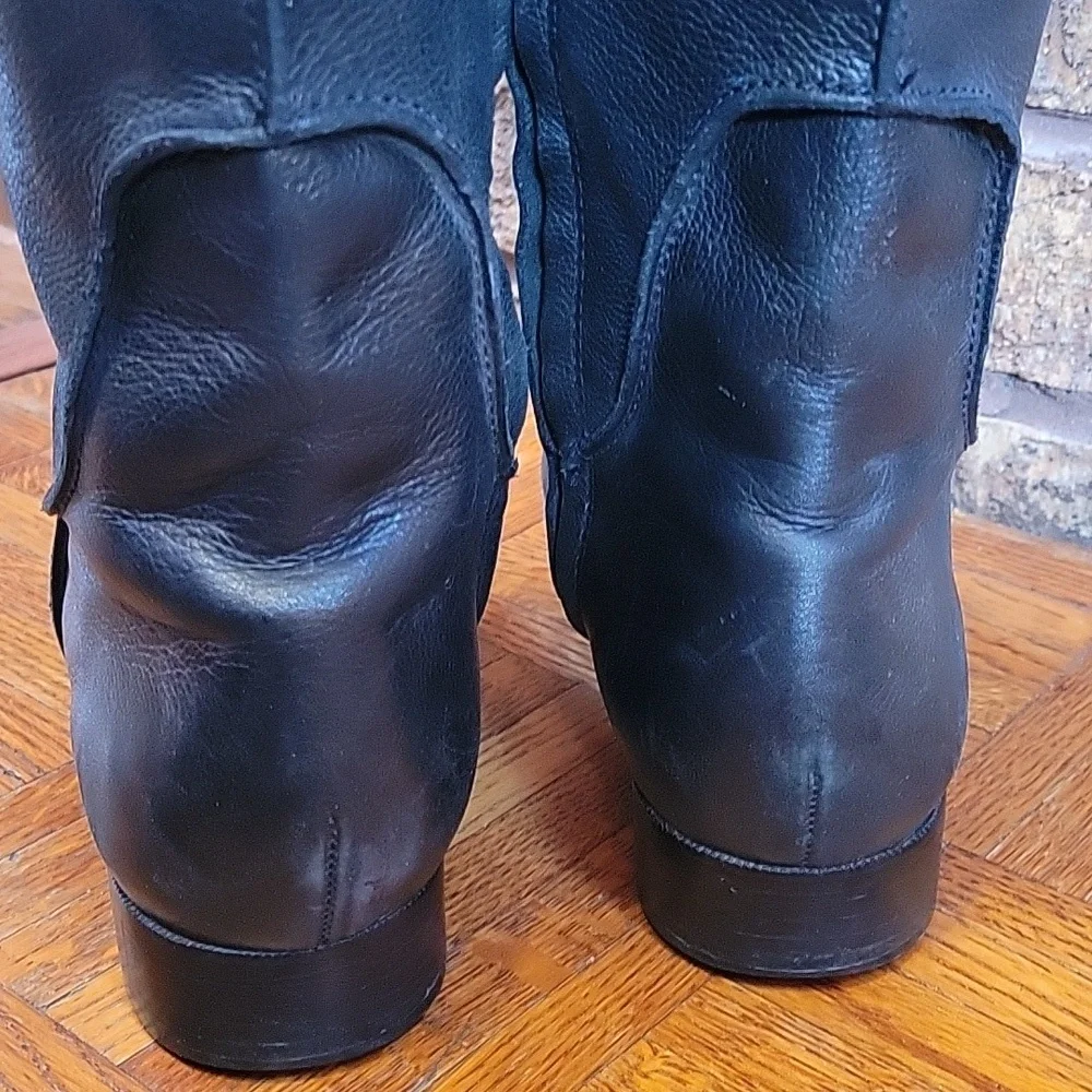 DVF Diane von Furstenberg Black Leather Knee High Riding Boots Size 9