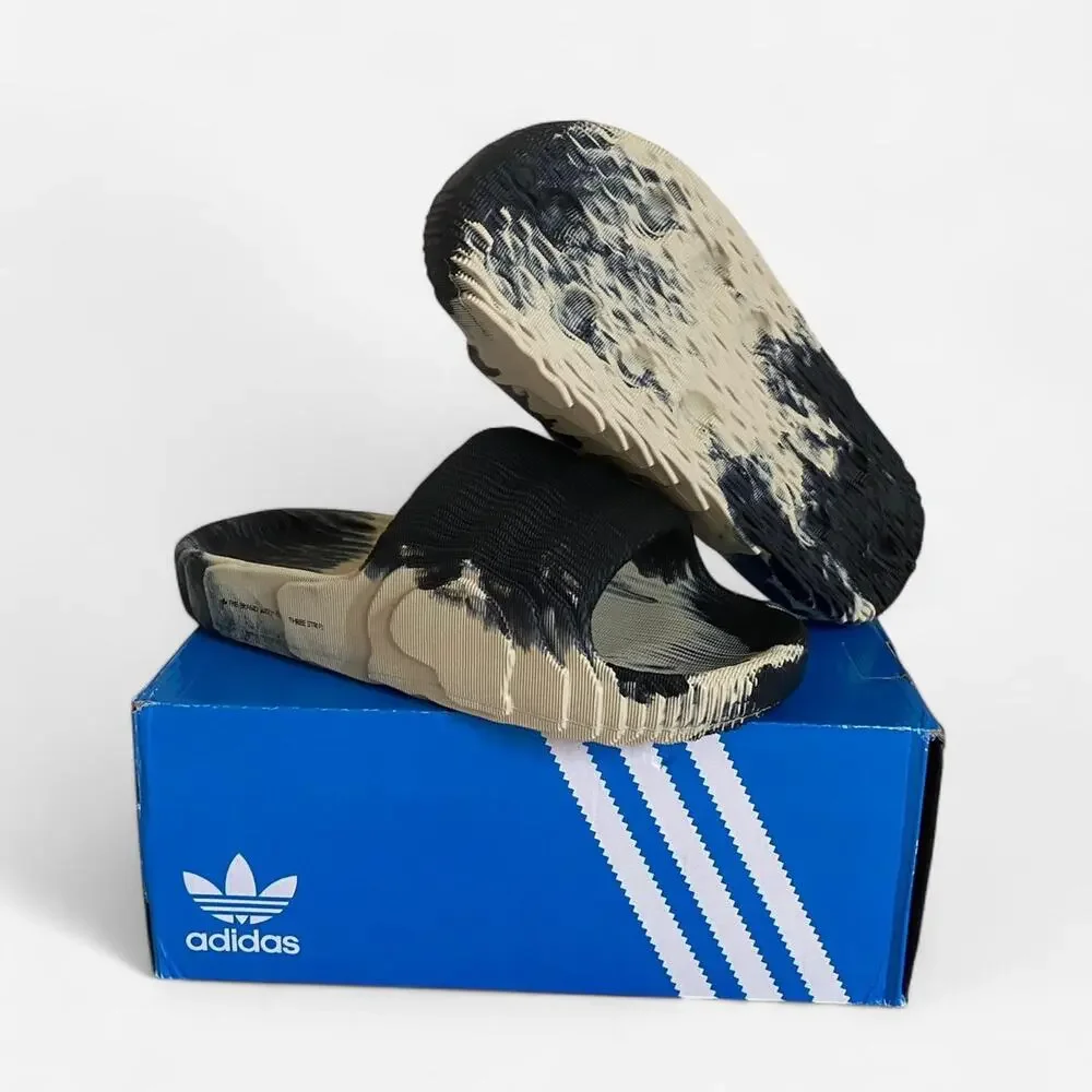 Adidas Adilette 22 gray bone black slides - size 11 M / 12.5 W US / 44 EU