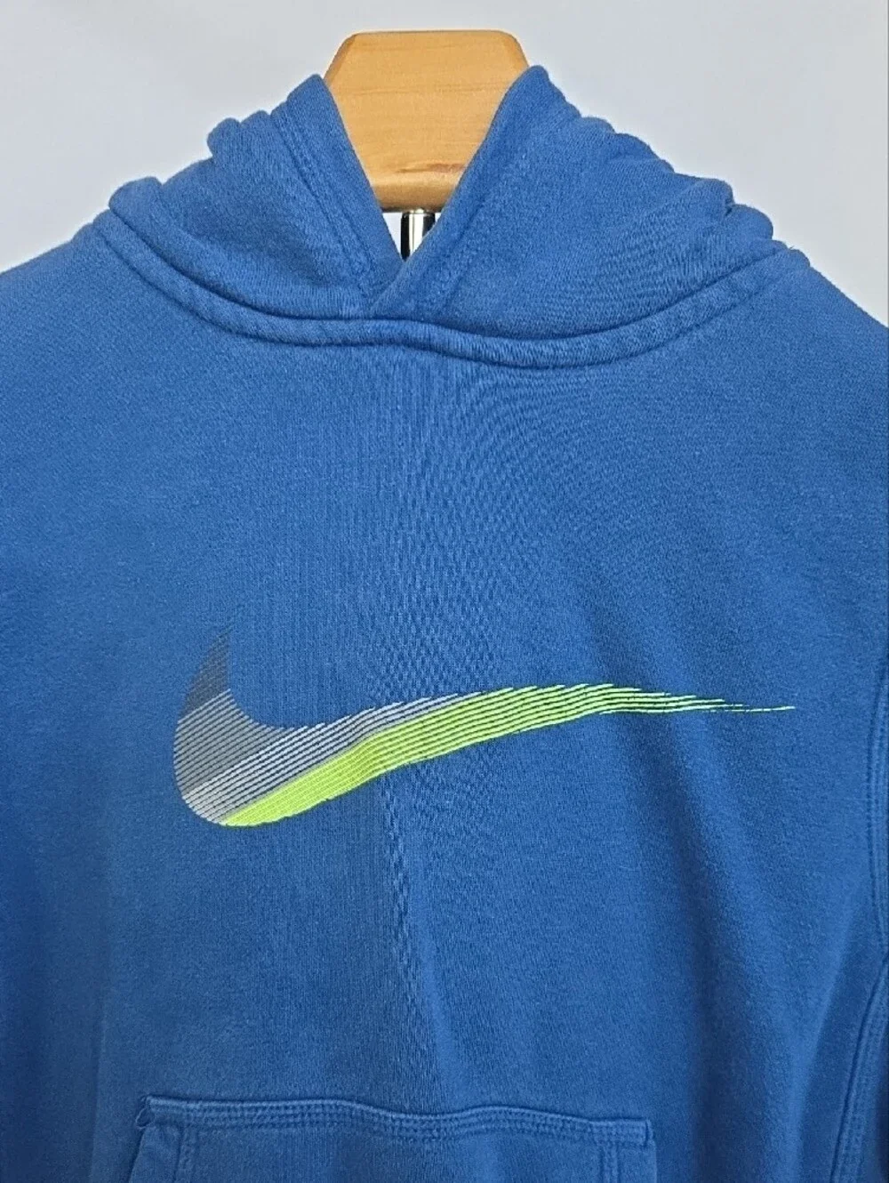 Nike Navy Hoodie with Lime Accent Swoosh