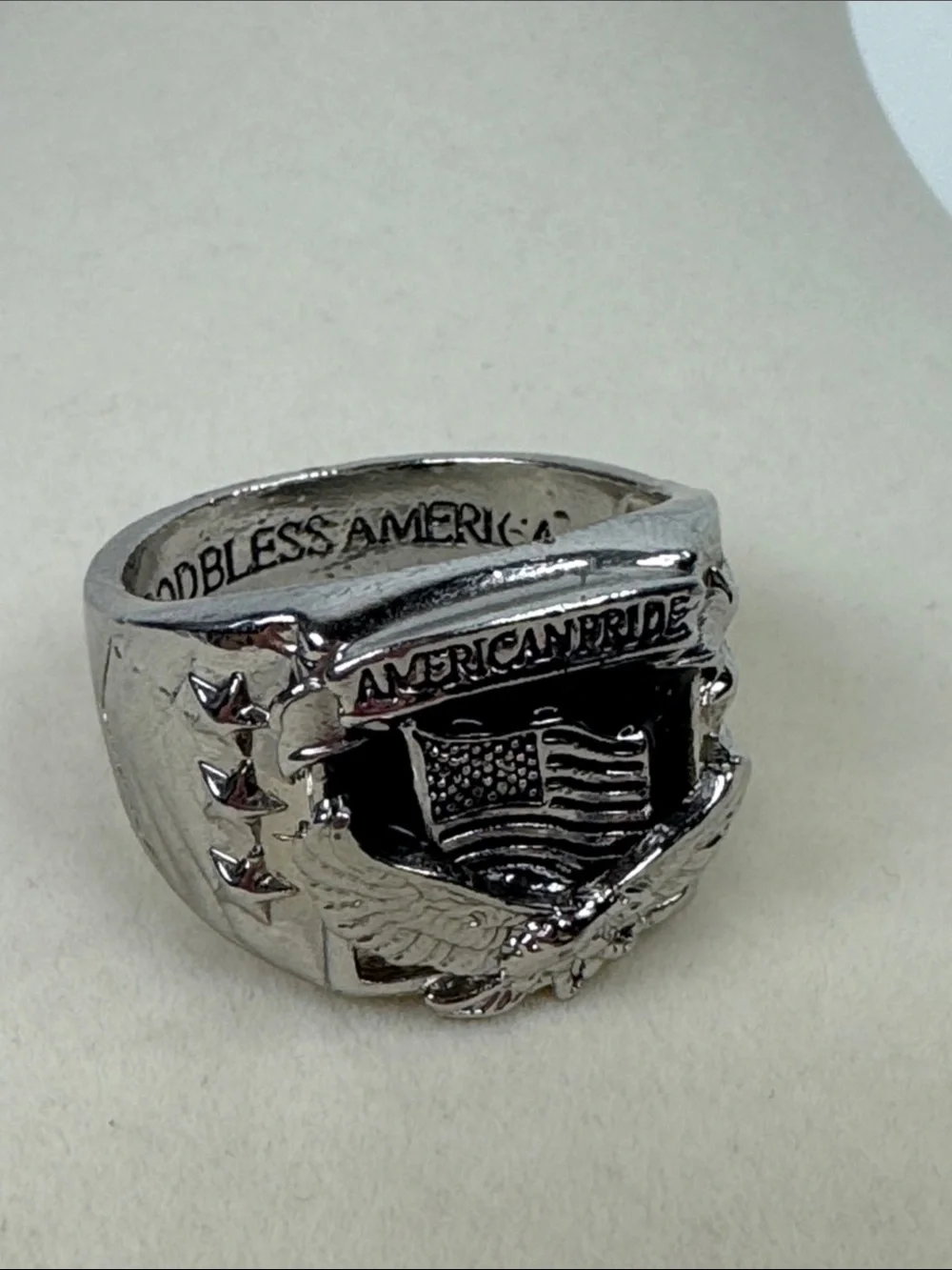 Men’s Sterling Silver 925 American Pride Eagle Flag Ring 11.66grams Size 13