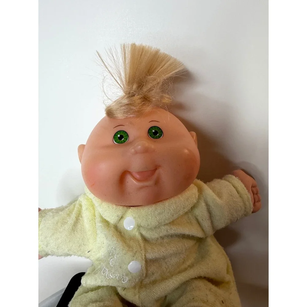 Cabbage Patch Kids Play Along 2004 Baby Doll Green Eyes Yellow Pajamas PA-5 N