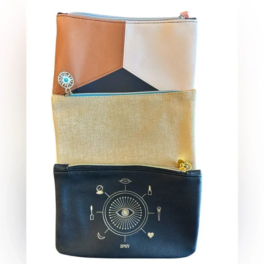 NEW Lot of 3 IPSY Makeup Cosmetic Bags Glam Bags 2020 & 2021 Limited Edition