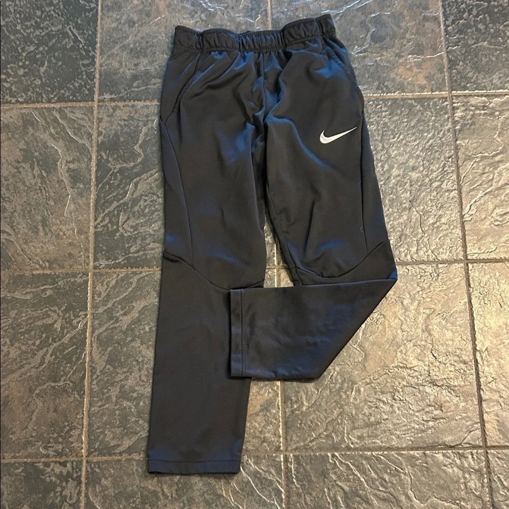Nike Kids Black Joggers with White Swoosh polar fleece dri-fit