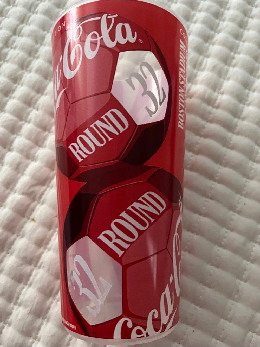 Coca Cola Red Soccer Ball Patterned Drink Cup