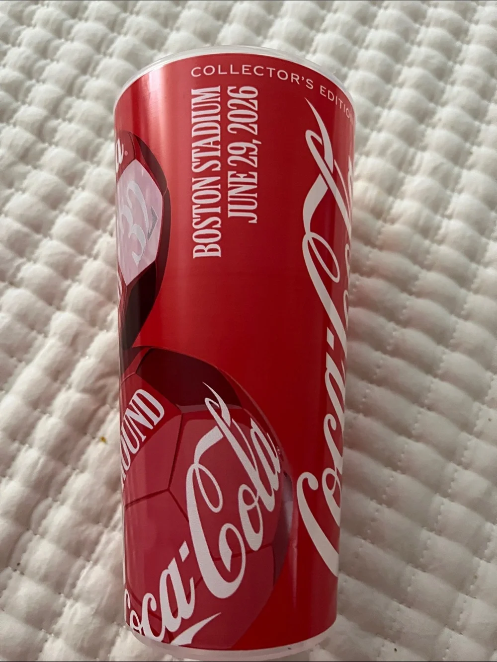 Coca Cola Red Soccer Ball Patterned Drink Cup