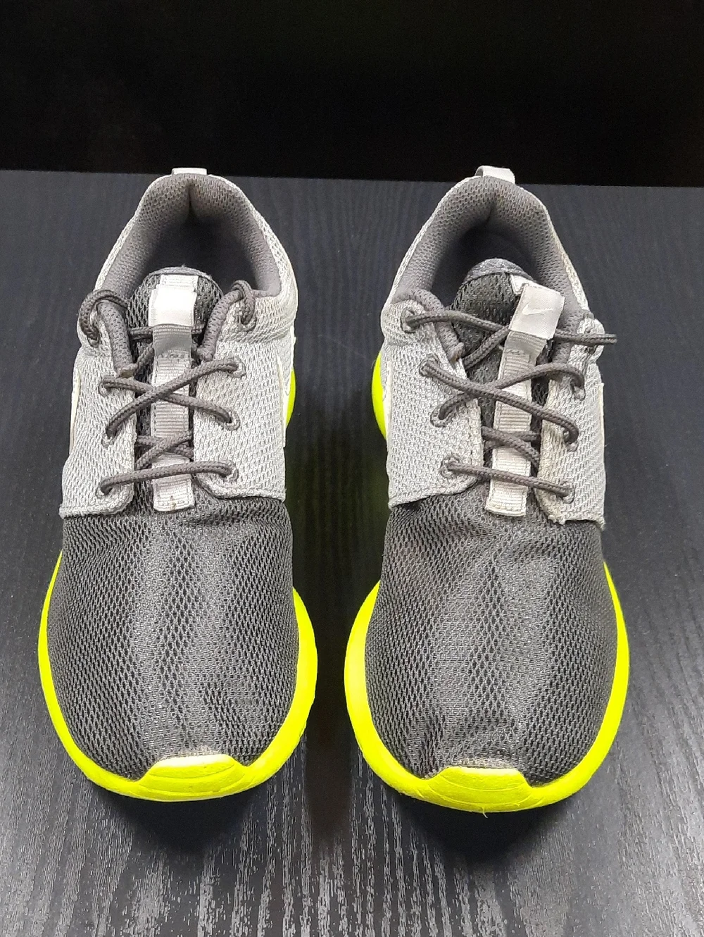 Nike Gray Mesh Sneakers with Neon Yellow Soles