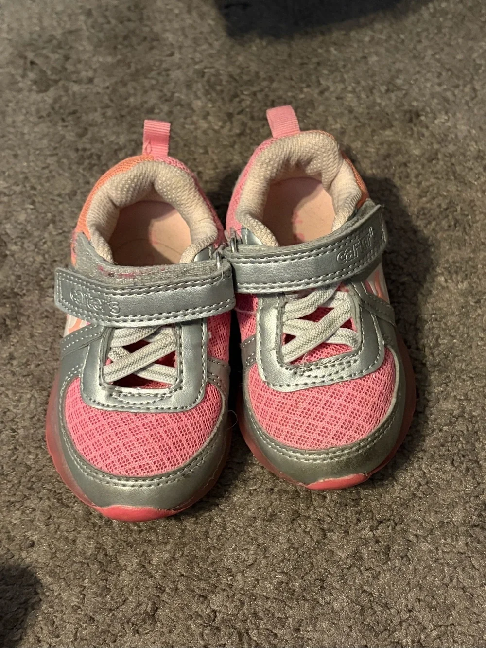 Baby Pink and Silver Athletic light up Sneakers