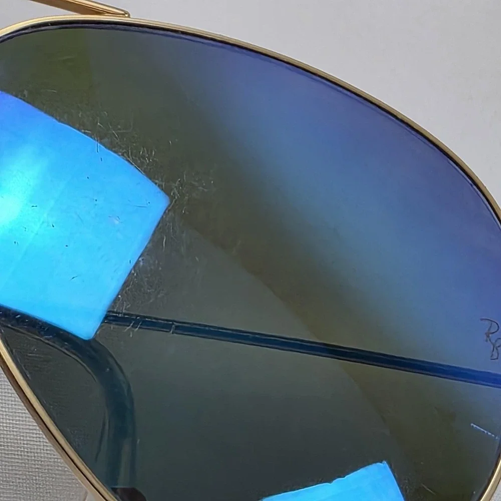 Ray-Ban RB3025 Sunglasses Mens 58-14 Gold Blue Mirrored Aviator Metal Italy