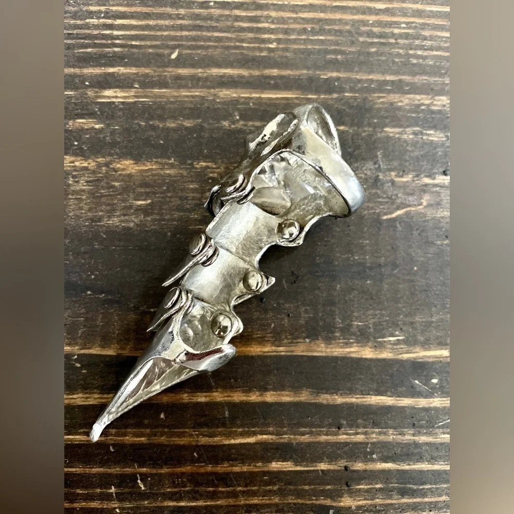 Chrome Armor Full Finger Claw Ring Punk Goth Metal Halloween - Joker
