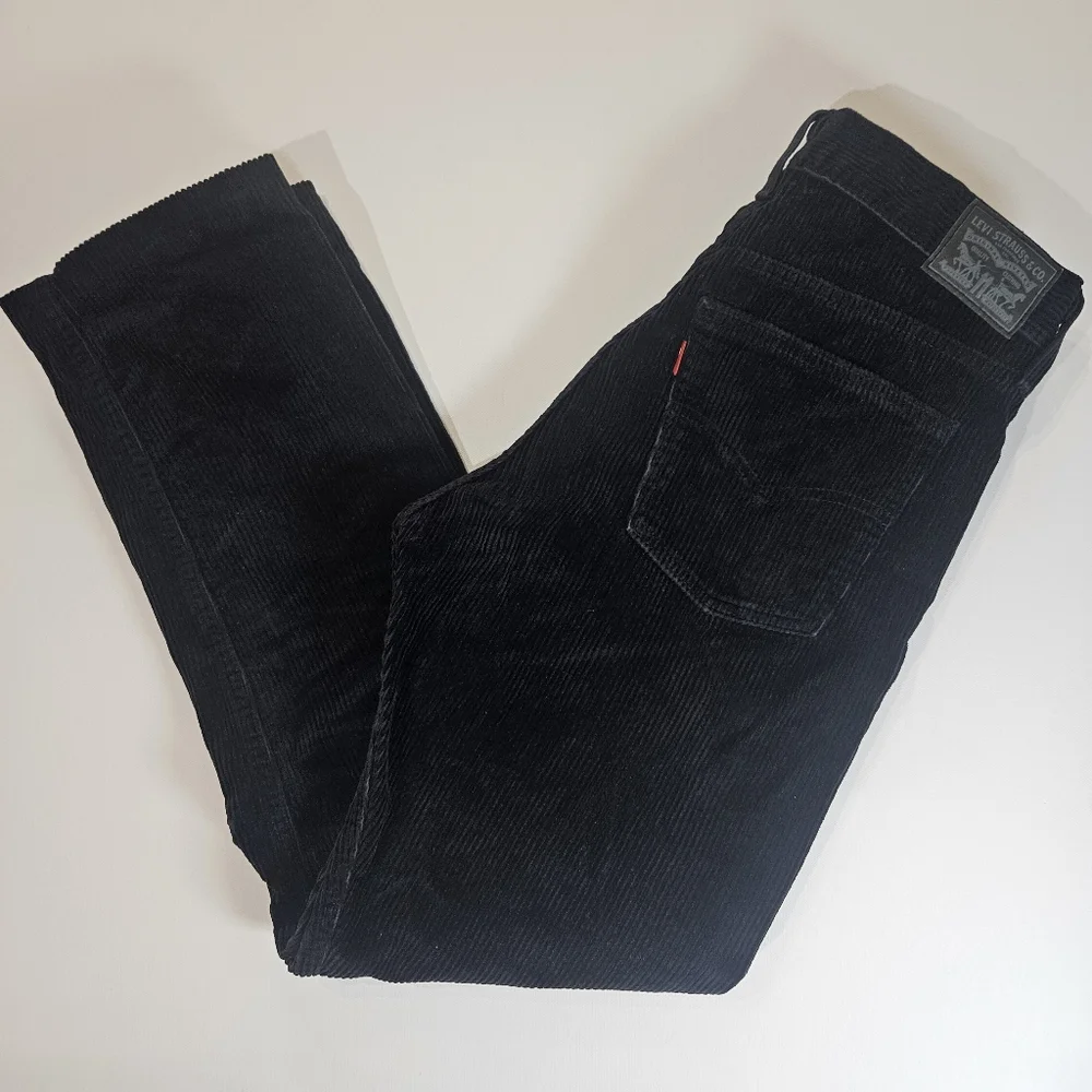 Levis Mens Jeans 28x38 Black Corduroy‎ Straight Leg Mid Rise Retro Goth Inspired