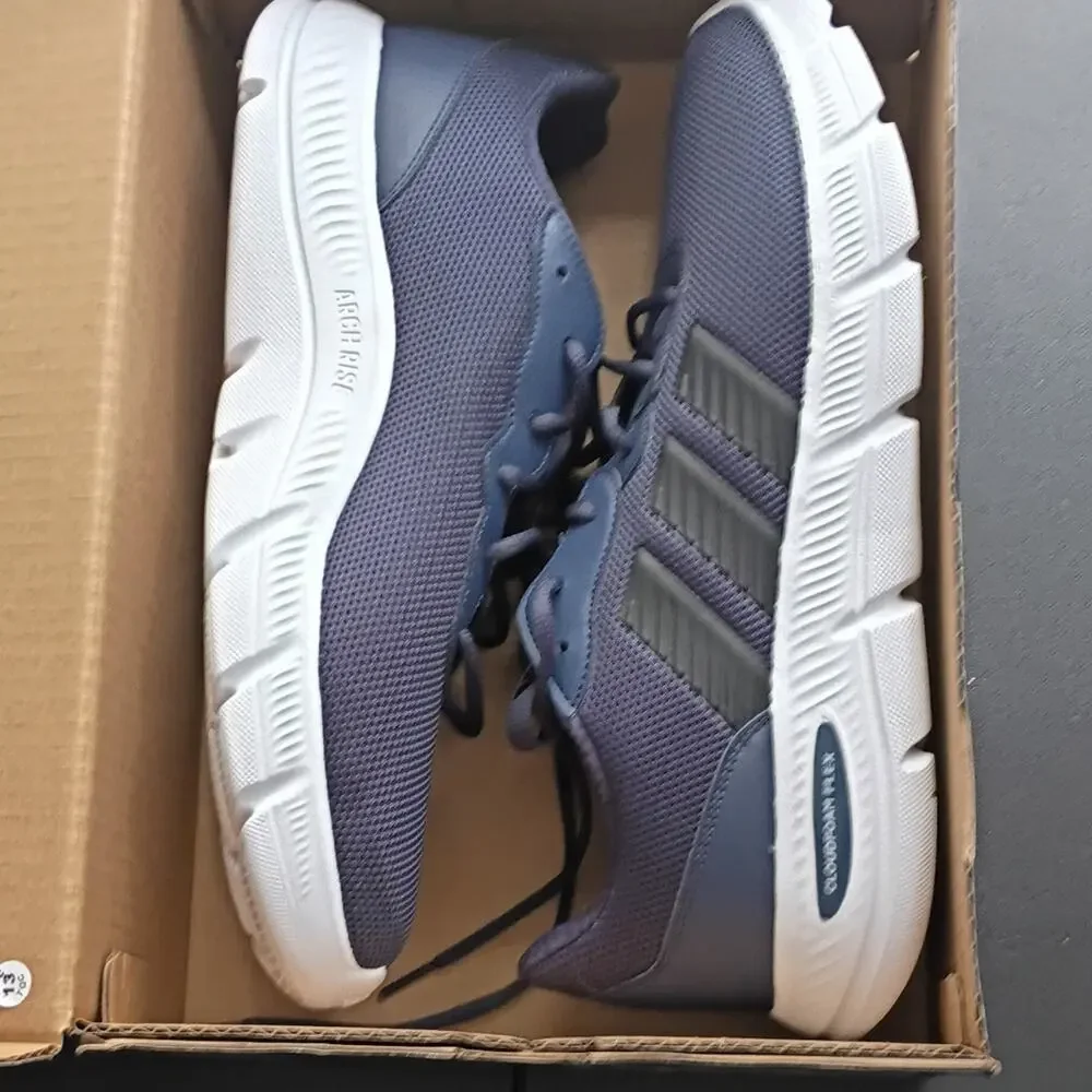 adidas Men’s Blue/Gray/White Low Top Mesh Lace-Up Cloudfoam Athletic Sneakers
