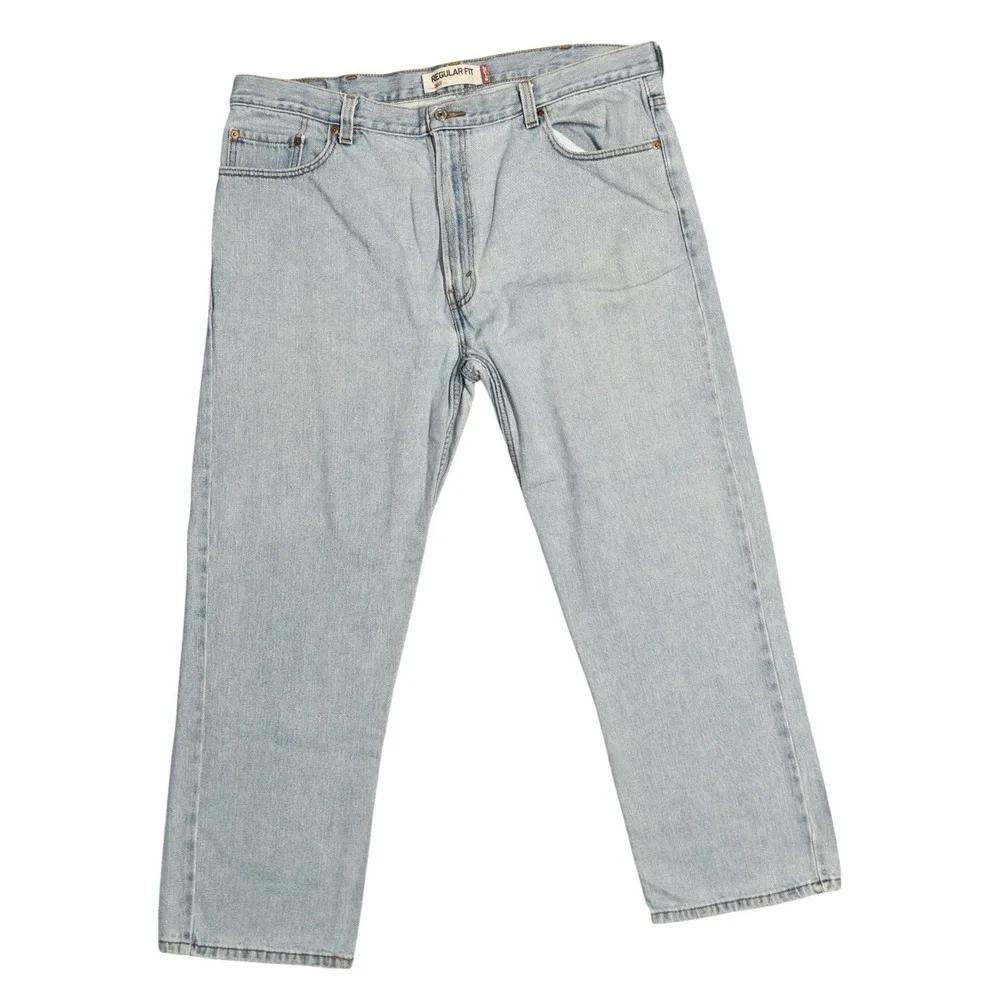 Vtg Levis 505 Regular Fit Jeans‎ Mens 42x30 Light Washed Patched Reinforced