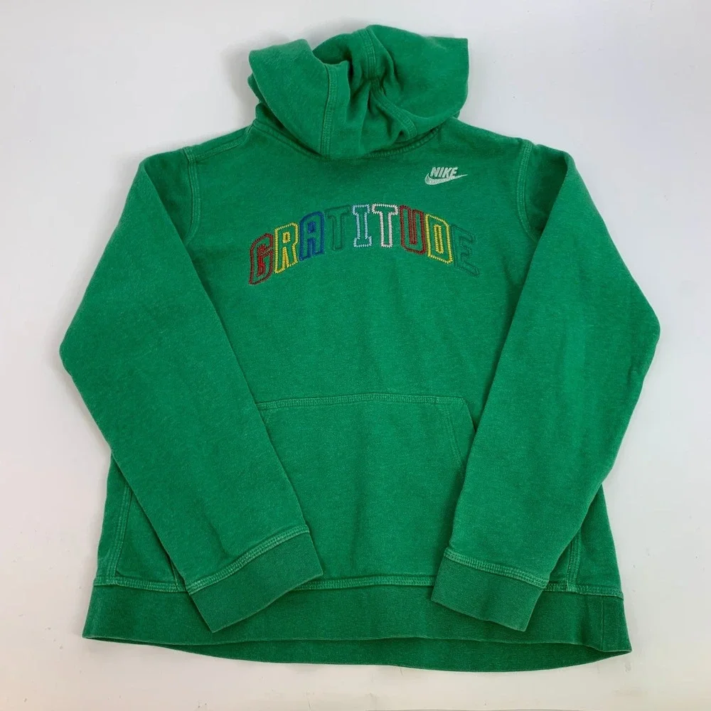 Nike Boy's Gratitude Embroidered Cotton Pullover Pocket Hoodie‎ SIze XL