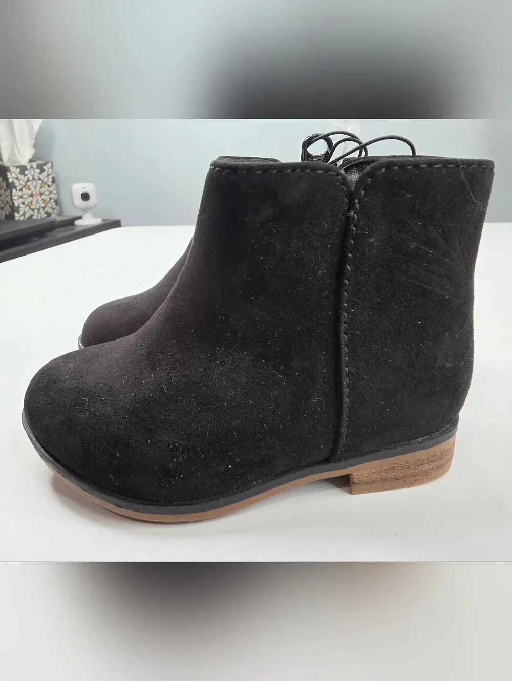 NWT Cat & Jack Girls' Suede Ankle Boots Size 5 Black 4012-