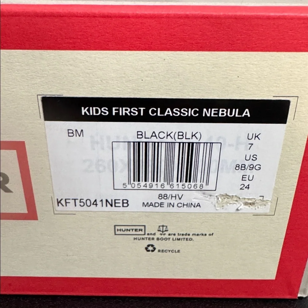 Hunter Kids Toddler Black Classic Nebula Boots Size 8 Boys/9 Girls New NIB