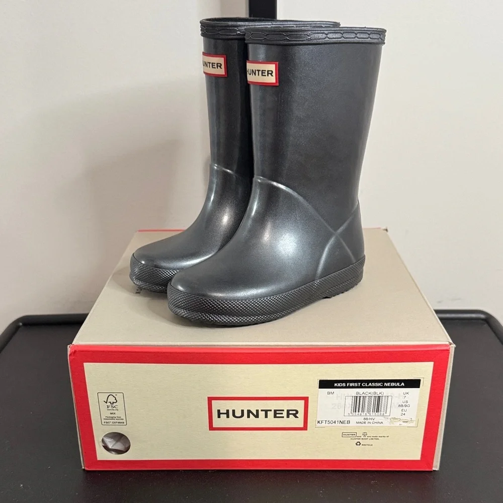 Hunter Kids Toddler Black Classic Nebula Boots Size 8 Boys/9 Girls New NIB