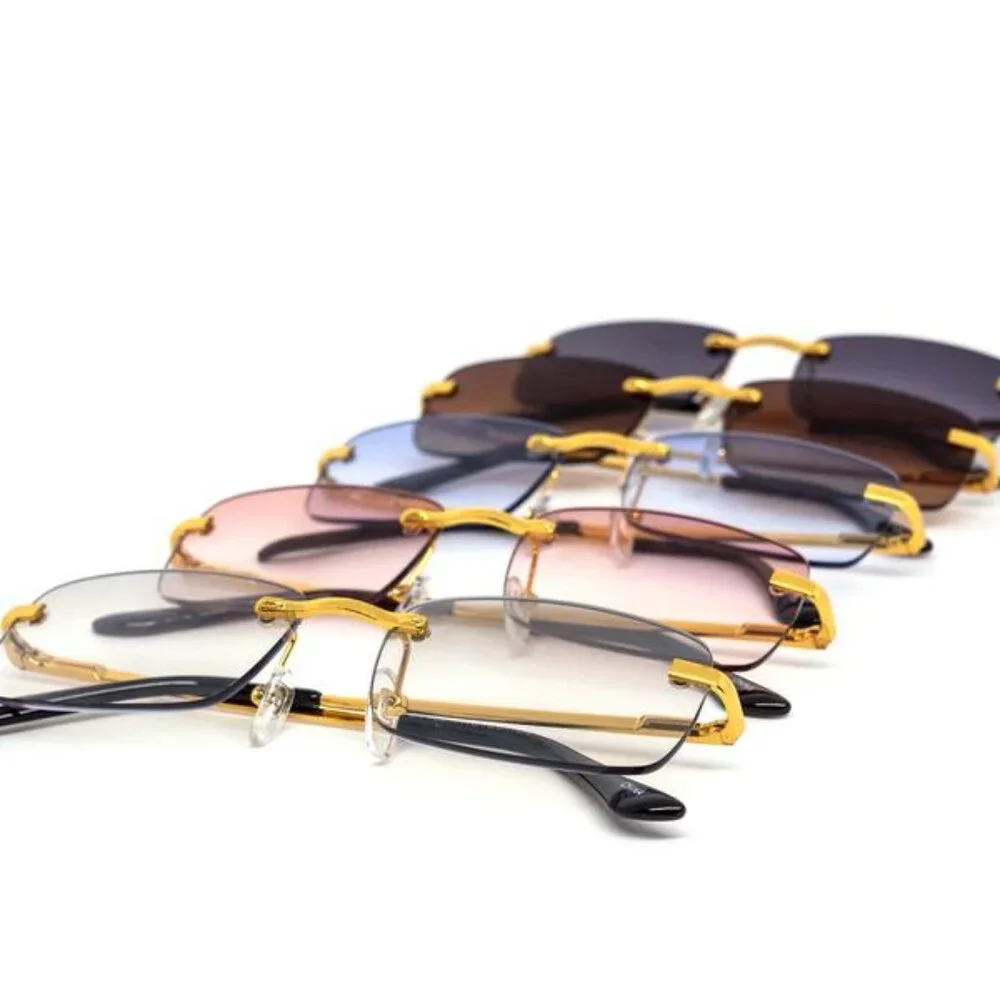 Men Women Sunglasses Brown Lens Small Square Shades Hip Hop Style Classic Rimles