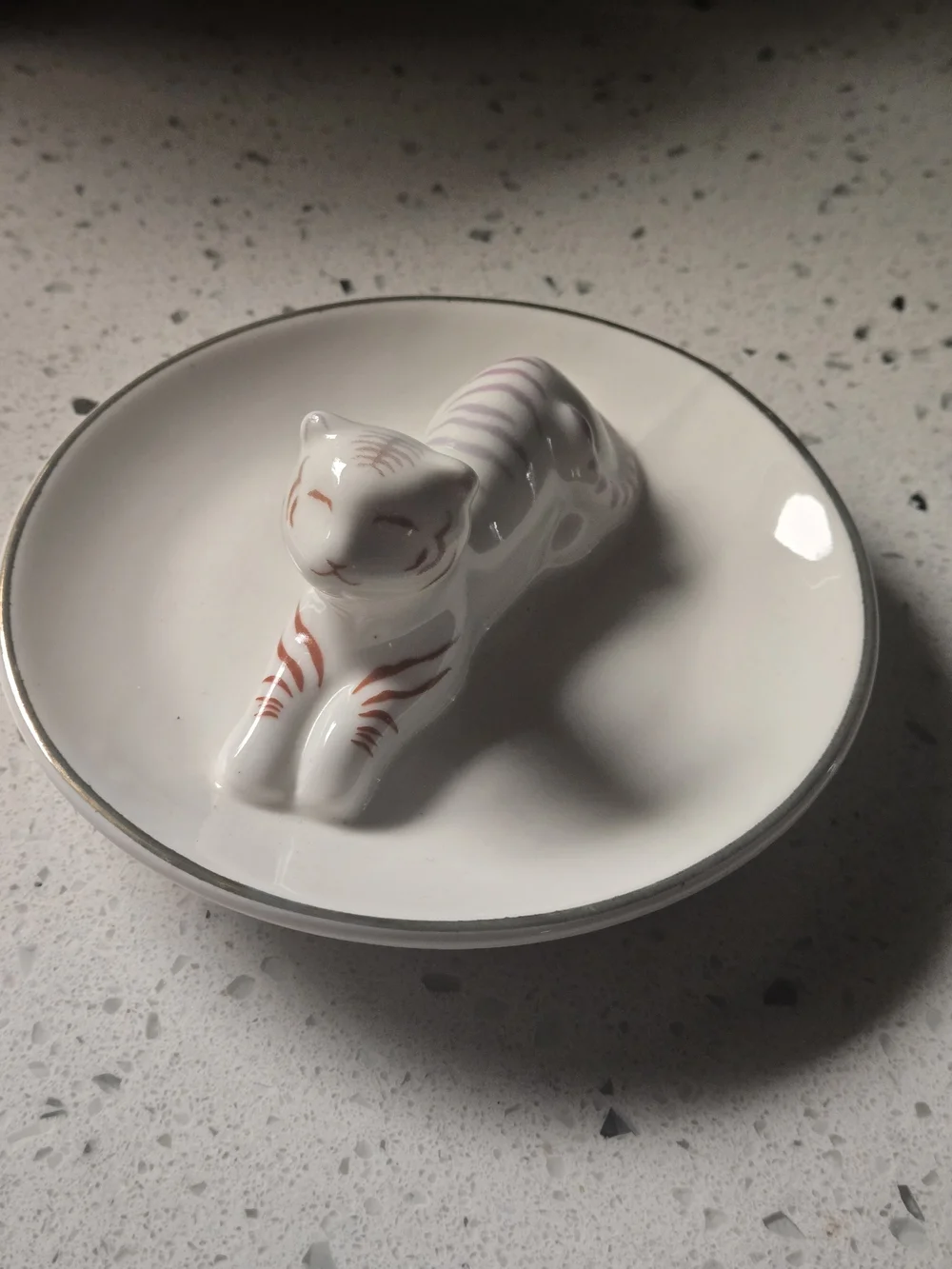 White Ceramic Cat Jewelry Dish
