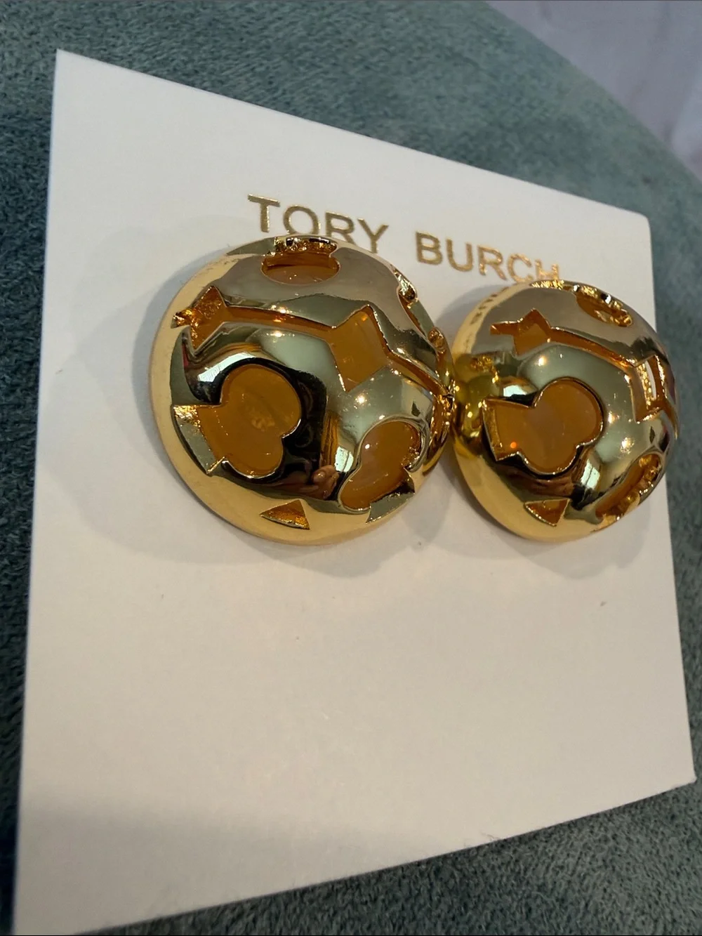 Tory Burch | Polished Gold Cutout Dome Stud Earrings