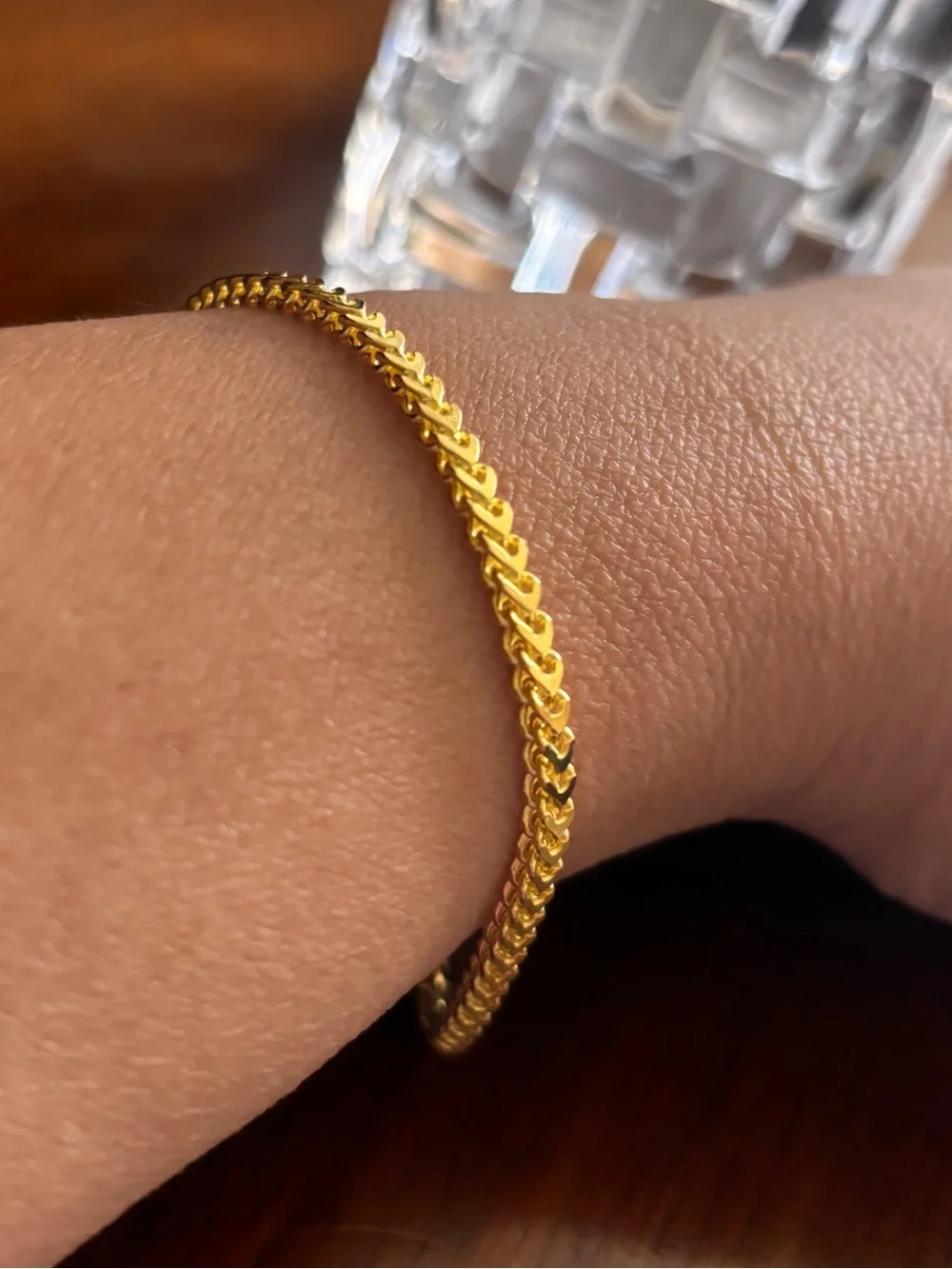 Gold-Tone Franco Chain Bracelet - Classic Chevron Link