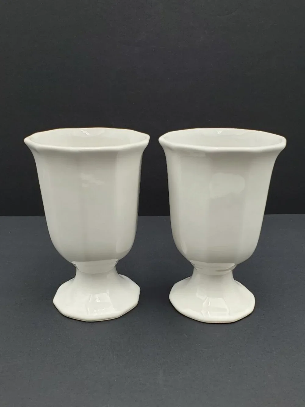 Pfaltzgraff Heritage White Goblets Ice Cream Sundae Dishes Footed Chalices