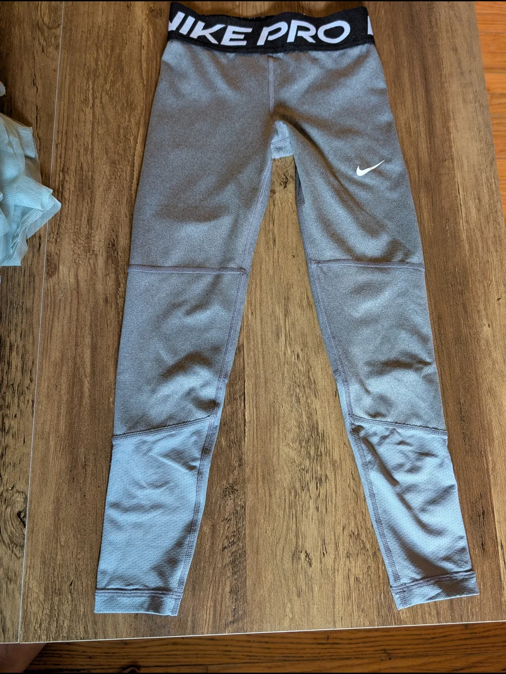 Nike Gray Girls' Performance Leggings with Black Nike Pro Waistband