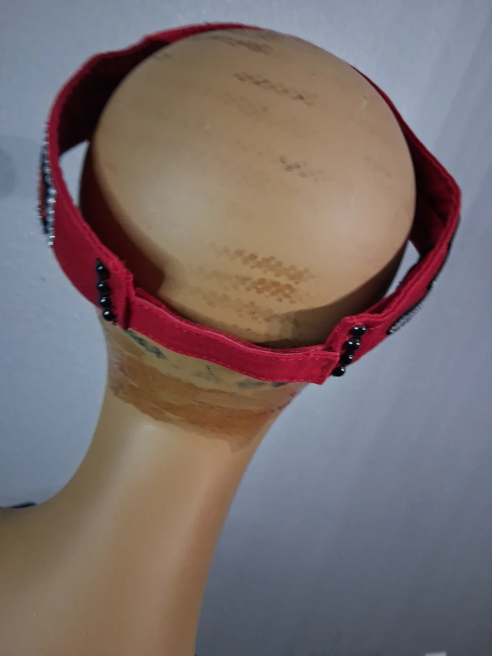 Hand Crafted Red Embellished Visor Hat