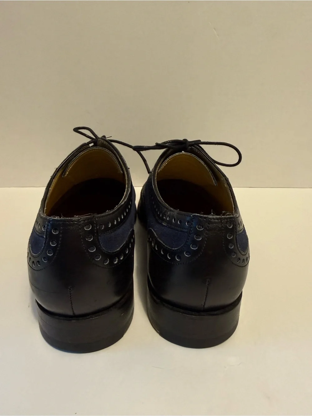 Barker England twotone wingtip oxford brogues black leather navy UK6.5 US7.5
