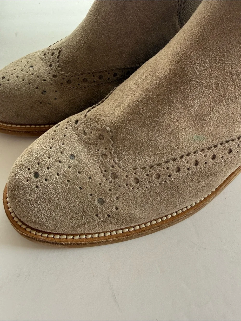 Paul Green Taupe Suede Chukka Brogue Boots Women Ankle US 6.5 l EU 37 l UK 4