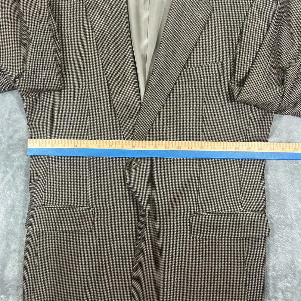 Joseph Abboud Sport Coat Mens 44L Brown Excellent Silk Wool Houndstooth Blazer