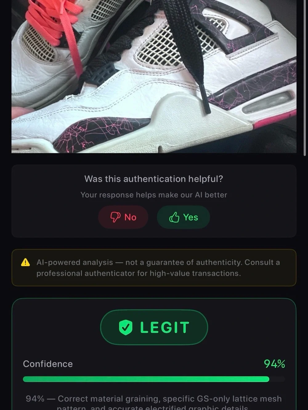 Jordan sneaker interior