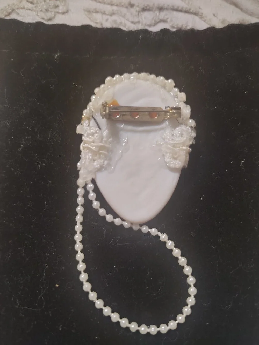 Pearl Beaded Flapper Face Brooch