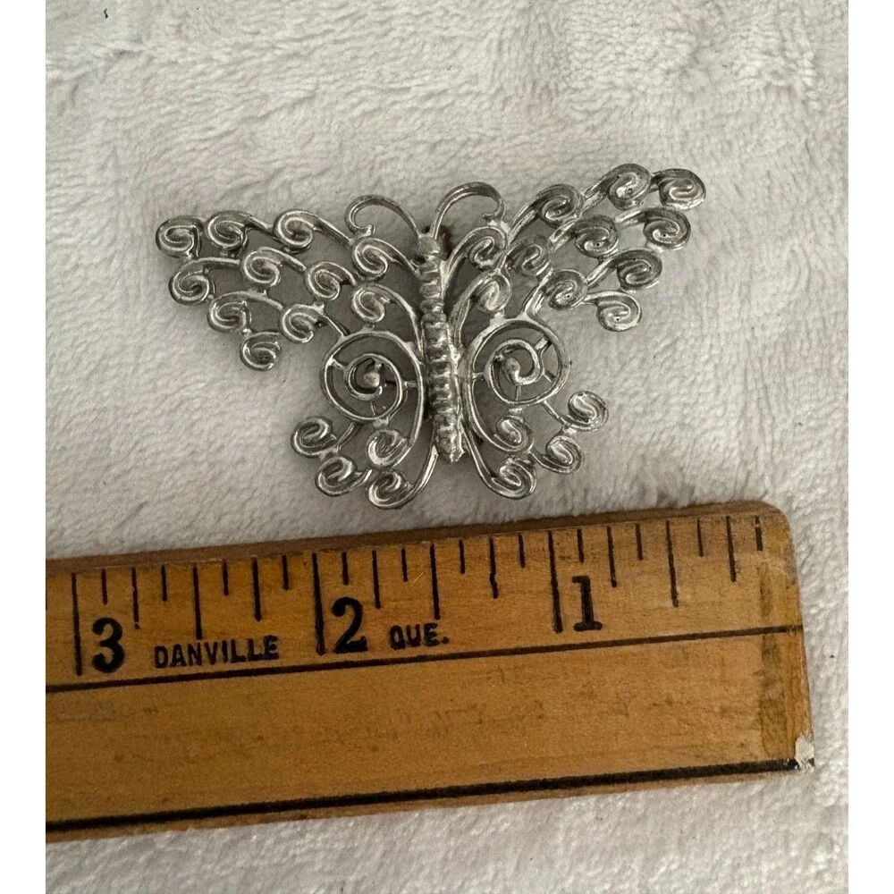 Vintage Silver-Tone Filigree BUTTERFLY Brooch/Pin